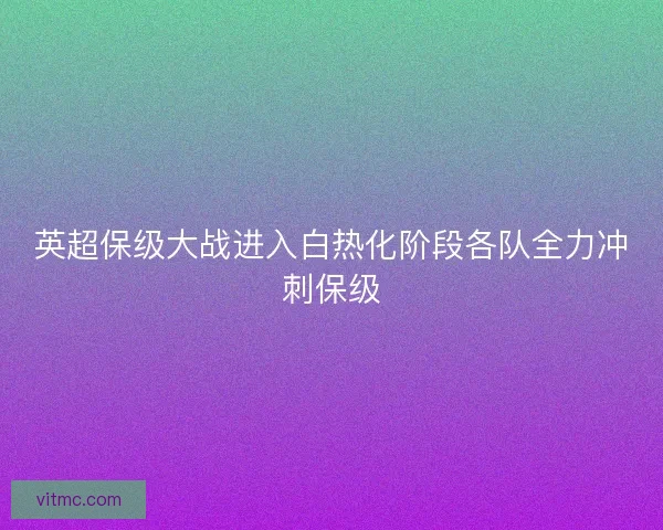 英超保级大战进入白热化阶段各队全力冲刺保级